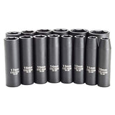14 piece 1/2" Dr. Metric Deep Impact socket set - 9D-OGGE-026F